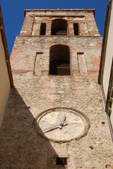 Pistoia, bell tower with clock of church di S. Paolo, Italy