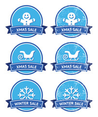 Christmas and winter sale retro labels