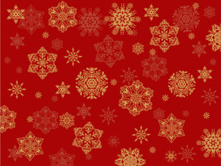 yellow snowflakes on red background