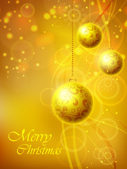 Fototapeta na wymiar Decorative Xmas balls on shiny snowflakes background for Merry C