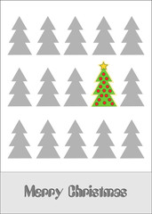 Fototapeta na wymiar Christmas card with Christmas tree - the only one