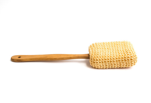 Loofah Long Handled Back Brush On White Back Ground