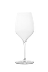 Empty white wine glass isolated on white background