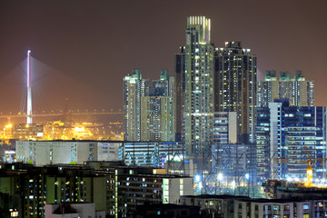 downtown in Hong Kong at night
