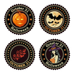 Happy Halloween seals / badges, vector