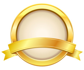 Gold label with ribbon