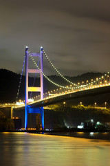 Obraz premium night scene of Tsing Ma bridge
