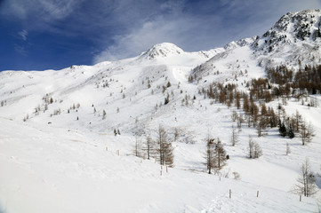 Fototapeta na wymiar Snowy górski krajobraz