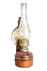 old kerosene lamp isolated on white