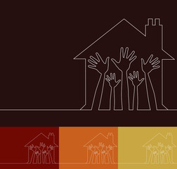 House party simple line illustration.