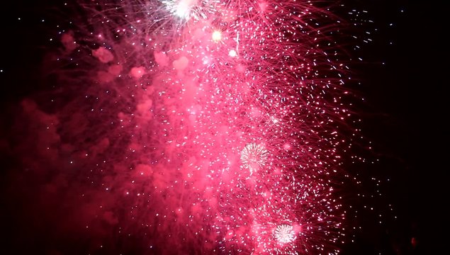 Beautiful celebration fireworks, HD 1920x1080 clip.