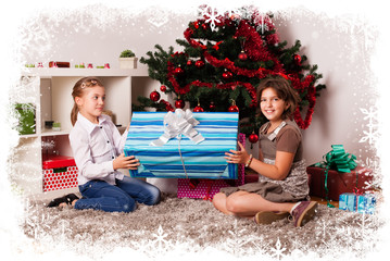 Kids with their christmas presents