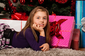 Happy kids with christmas present
