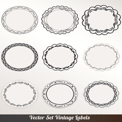 Vector Frame labels Set ornamental vintage decoration