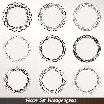 Vector Frame labels Set ornamental vintage decoration