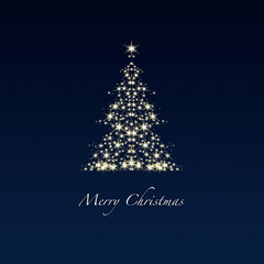 Merry Christmas - Hintergrund - Baum - Sterne - Schwarz/Blau