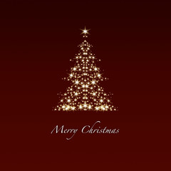 Merry Christmas - Hintergrund - Baum - Sterne - Rot/Gold