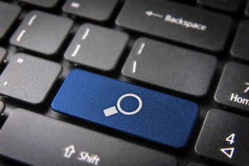 Blue search keyboard key, internet business background