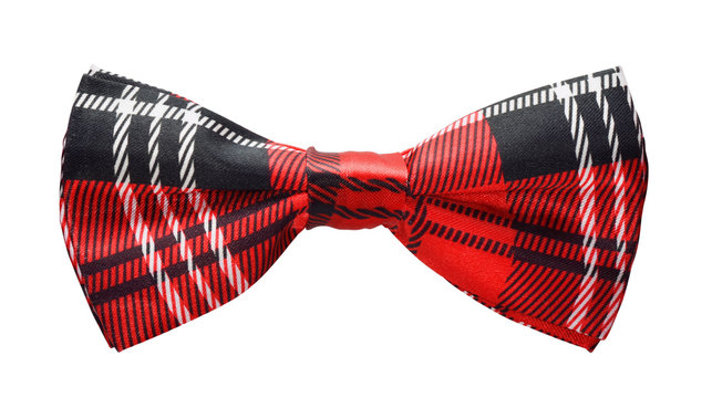 Red black plaid bow tie