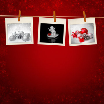 photos frames on red background