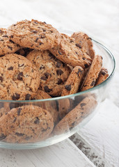 Bowl with chocolate cookies