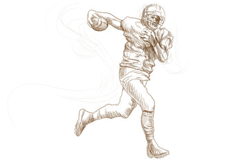 American football theme. Full-sized hand drawing