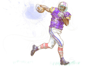American football theme. Full-sized hand drawing