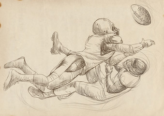 American football theme. Full-sized hand drawing