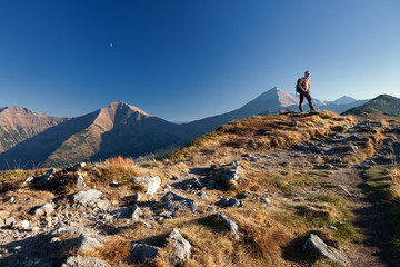 Hiker in Tatras Mountains - obrazy, fototapety, plakaty