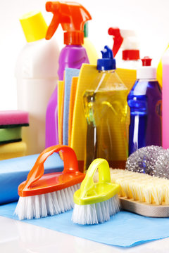 Fast and clean! Cleaning items on white