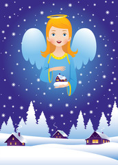 Obraz na płótnie Canvas Boże Narodzenie anioł w niebie