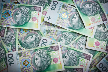 Background made from polish money banknotes