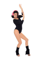 Beautiful woman dancer. Isolated on white background
