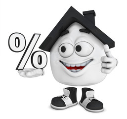 Kleines 3D Haus Schwarz - Prozent Symbol