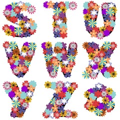 alphabet with flowers on white background part 1