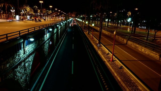 nightly traffic time lapse - Barcelona