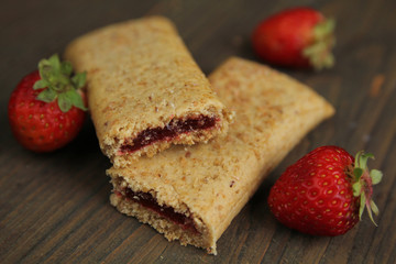Cereal bar with strawberry