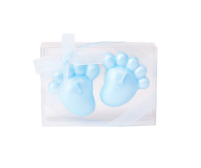 blue bare feet candles, gift for baby shower isolated