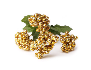shiny gold flowers balls isolated on white