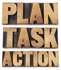plan, task, action word in woot type