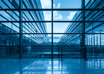 blue glass curtain wall and window