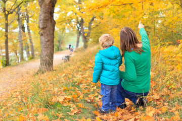 family walk in autumn