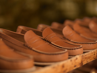 detail of shoe storage in a factory