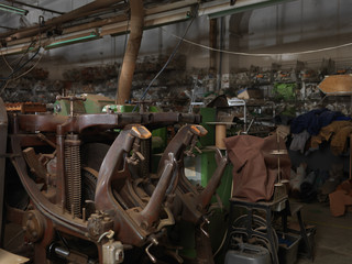different machines inside a shoe factory