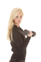 Woman fitness black top curl