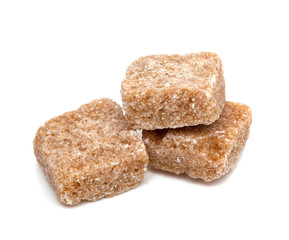 cane sugar cubes isolated on a white background