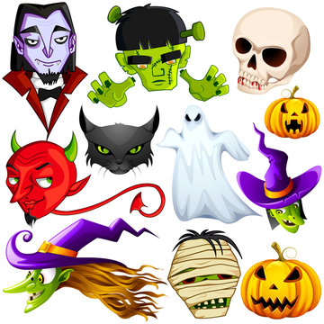 vector illustrations of collection of halloween character