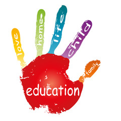 High resolution conceptual hand print isolated with text