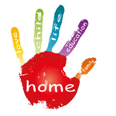 High resolution conceptual hand print isolated with text