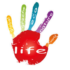 High resolution conceptual hand print isolated with text